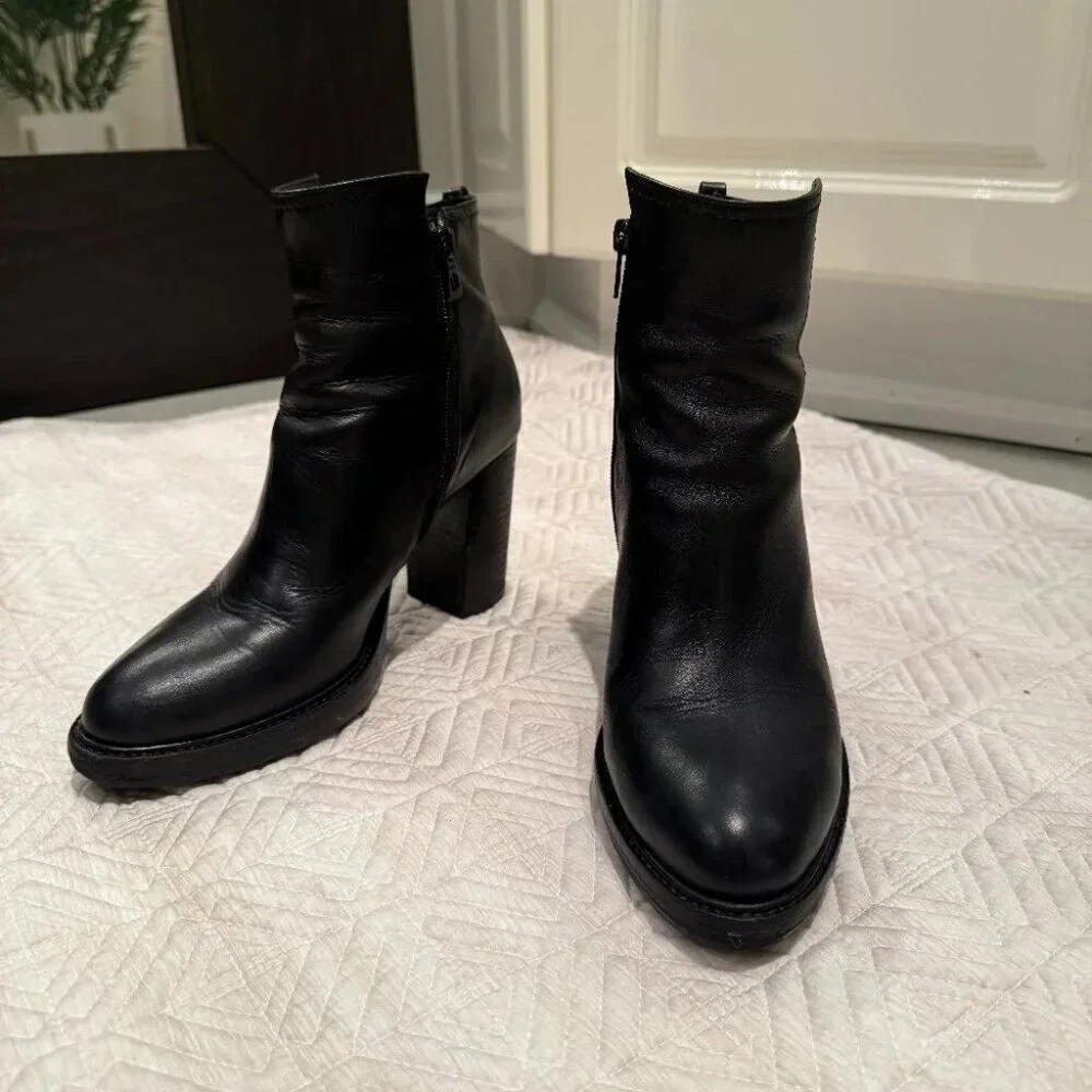 Black Leather Booties, RUDSAK,  Size 37